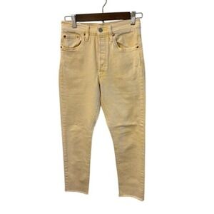 Levis 501 Skinny Jeans Womens 27 Yellow Acid Wash High Rise Raw Hem Stretch